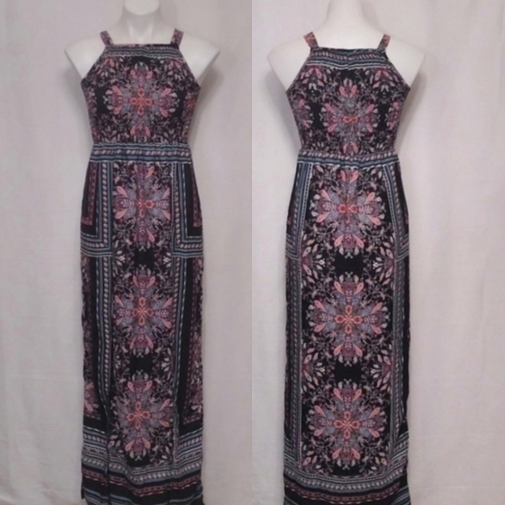 Bailey Girl Floral Maxi Dress XS Sleeveless Side Slits Boho Summer Beachwear